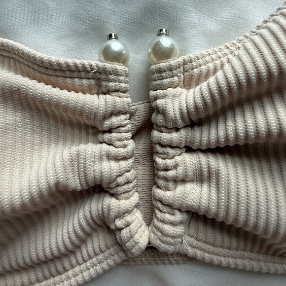 Cream Ribbed Bikini Set - Picture 2 of 4